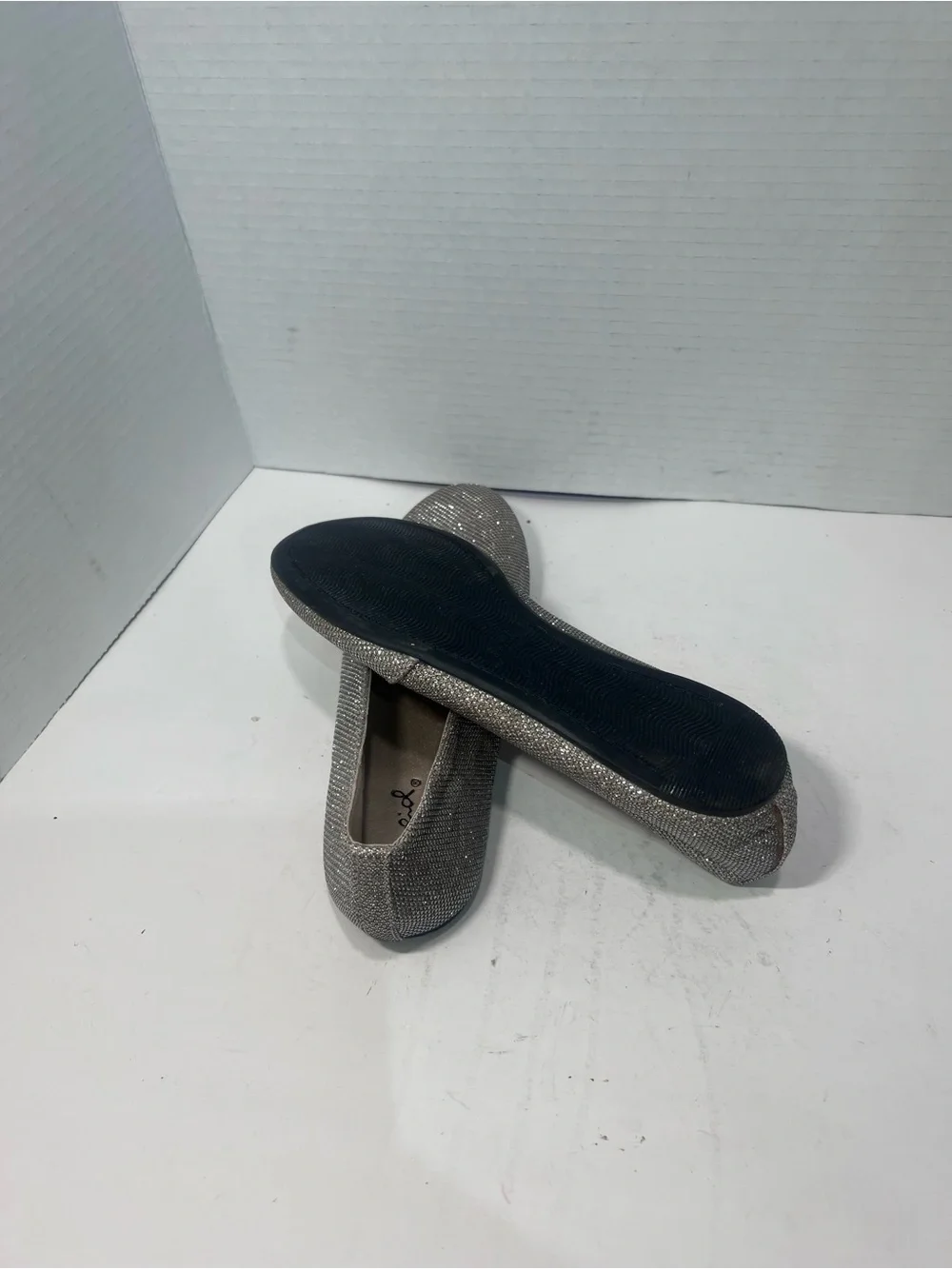 Qupid Silver Glitter Ballet Flats